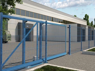 Промышленные откатные ворота DoorHan с заполнением сварной сеткой 2200*3700